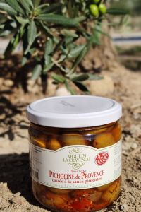Olives Picholines de Provence pimentées en bocal verre
